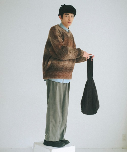 WHIMSIC（ウィムジック）の「【WHIMSIC/サイズ展開あり】ストライプ2タックスラックス（スラックス・レディース・グレー/ブラック・2/1）」の4枚目の写真