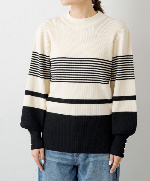 PUAL CE CIN（ピュアルセシン）の「【Du noir】袖パールリブニットプルオーバー（ニット/セーター・レディース・ブラック/その他/オフホワイト・FREE）」の10枚目の写真