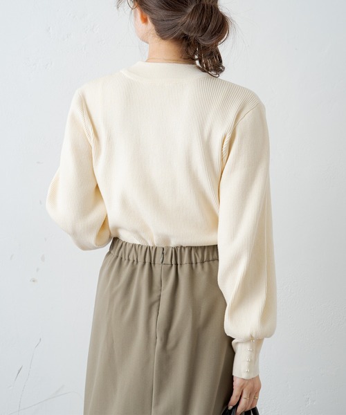 PUAL CE CIN（ピュアルセシン）の「【Du noir】袖パールリブニットプルオーバー（ニット/セーター・レディース・ブラック/その他/オフホワイト・FREE）」の11枚目の写真