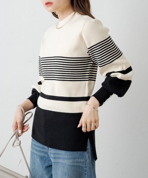 PUAL CE CIN（ピュアルセシン）の「【Du noir】袖パールリブニットプルオーバー（ニット/セーター・レディース・ブラック/その他/オフホワイト・FREE）」の18枚目の写真