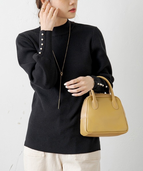 PUAL CE CIN（ピュアルセシン）の「【Du noir】袖パールリブニットプルオーバー（ニット/セーター・レディース・ブラック/その他/オフホワイト・FREE）」の5枚目の写真