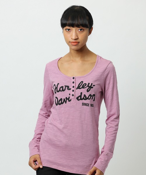 Harley-Davidson(ハーレーダビッドソン)の「サスペンション スクープ ネック ヘンリー(Tシャツ/カットソー・レディース・パープル系その他・SMALL/MEDIUM/X-LARGE/X-SMALL)」の3枚目の写真
