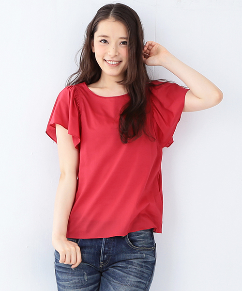 Demi-Luxe BEAMS（デミルクス ビームス）の「Demi-Luxe BEAMS / バタフライスリーブ ブラウス（シャツ/ブラウス・レディース・オフホワイト/レッド/ネイビー・38/36）」の3枚目の写真