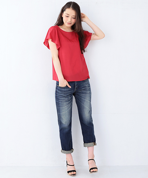 Demi-Luxe BEAMS（デミルクス ビームス）の「Demi-Luxe BEAMS / バタフライスリーブ ブラウス（シャツ/ブラウス・レディース・オフホワイト/レッド/ネイビー・38/36）」の16枚目の写真