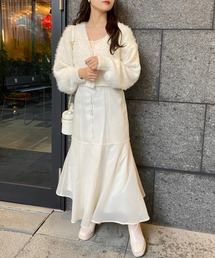 one after another NICE CLAUP | あざとモテ。フェザーカーディガン＋キャミワンピースセット(ワンピース)