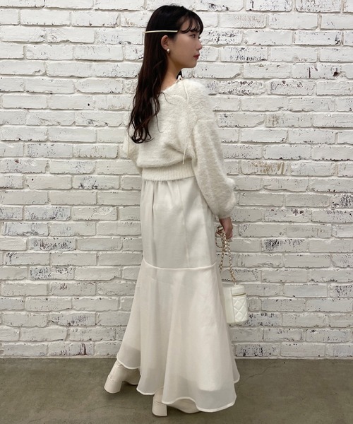 one after another NICE CLAUP（ワンアフターアナザーナイスクラップ）の「あざとモテ。フェザーカーディガン＋キャミワンピースセット（ワンピース・レディース・アイボリー/グレー/ベージュ/ピンク・FREE）」の15枚目の写真