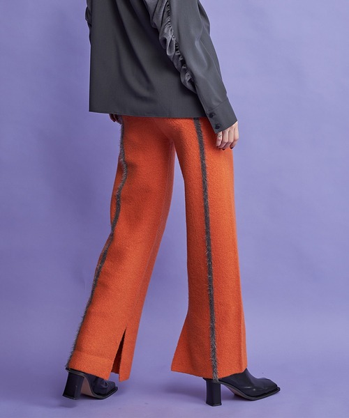 casane（カサネ）の「モヘヤライクバックラインパンツ（その他パンツ・レディース・ブラック/オレンジ・1/2）」の2枚目の写真