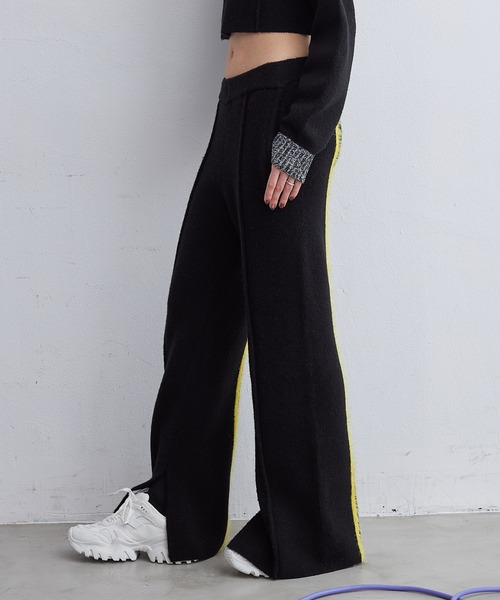 casane（カサネ）の「モヘヤライクバックラインパンツ（その他パンツ・レディース・ブラック/オレンジ・1/2）」の5枚目の写真