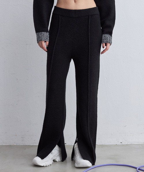 casane（カサネ）の「モヘヤライクバックラインパンツ（その他パンツ・レディース・ブラック/オレンジ・1/2）」の3枚目の写真