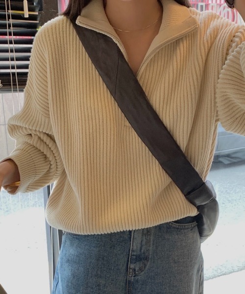 SEN TOKYO(セントーキョー)の「1枚でスタイリング映え。ハーフジッパーニットプルオーバー(ニット/セーター・レディース・アイボリー/ブルー/ピンク/ネイビー・FREE)」の17枚目の写真