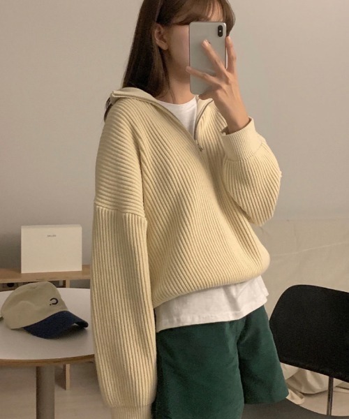 SEN TOKYO(セントーキョー)の「1枚でスタイリング映え。ハーフジッパーニットプルオーバー(ニット/セーター・レディース・アイボリー/ブルー/ピンク/ネイビー・FREE)」の11枚目の写真