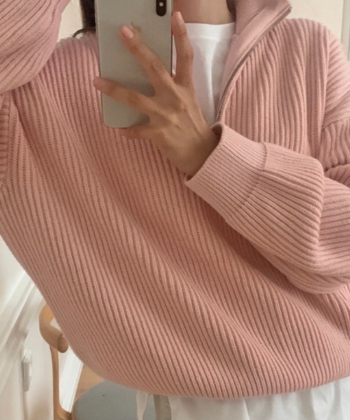 SEN TOKYO(セントーキョー)の「1枚でスタイリング映え。ハーフジッパーニットプルオーバー(ニット/セーター・レディース・アイボリー/ブルー/ピンク/ネイビー・FREE)」の19枚目の写真