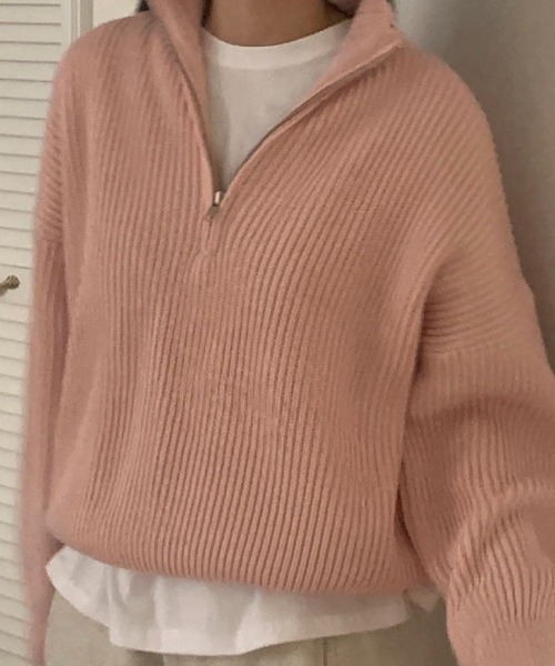 SEN TOKYO(セントーキョー)の「1枚でスタイリング映え。ハーフジッパーニットプルオーバー(ニット/セーター・レディース・アイボリー/ブルー/ピンク/ネイビー・FREE)」の13枚目の写真