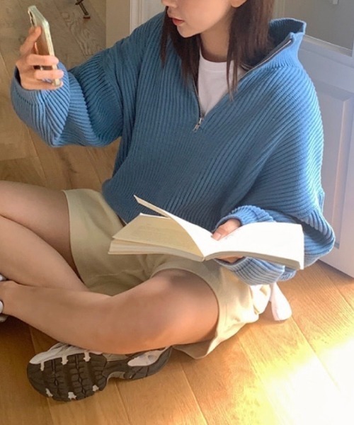 SEN TOKYO(セントーキョー)の「1枚でスタイリング映え。ハーフジッパーニットプルオーバー(ニット/セーター・レディース・アイボリー/ブルー/ピンク/ネイビー・FREE)」の14枚目の写真