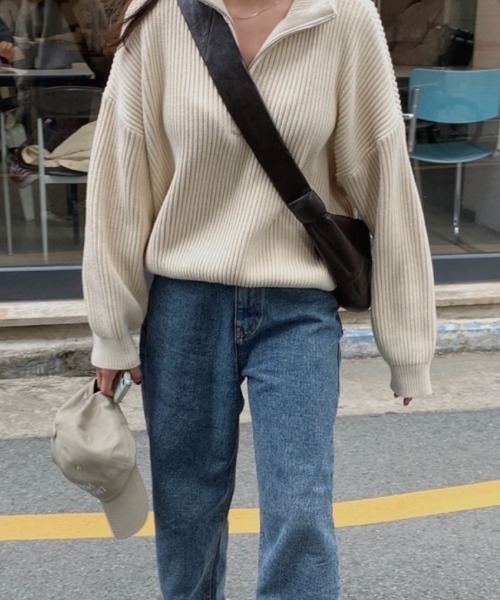 SEN TOKYO(セントーキョー)の「1枚でスタイリング映え。ハーフジッパーニットプルオーバー(ニット/セーター・レディース・アイボリー/ブルー/ピンク/ネイビー・FREE)」の10枚目の写真