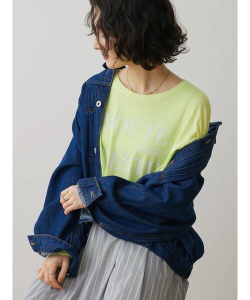 CRAFT STANDARD BOUTIQUE(クラフトスタンダードブティック)の「シアーロゴロンTee(Tシャツ/カットソー・レディース・イエロー/ホワイト/グリーン/チャコールグレー・FREE)」の5枚目の写真