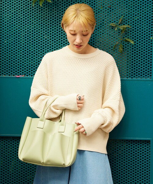 FREAK'S STORE（フリークスストア）の「【限定展開】2ポケットハンドバッグ（ハンドバッグ・レディース・ブラウン/ブラック/ブルーグリーン・ﾌﾘ-）」の4枚目の写真