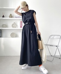 Java | 《JaVaジャバ コラボ》お洒落ラフにキマる。バックルベルトフレンチスリーブワンピース(ワンピース)