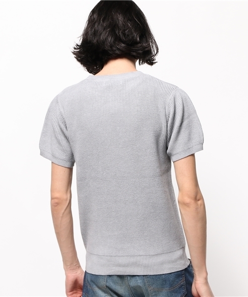 JOURNAL STANDARD relume（ジャーナルスタンダード　レリューム）の「ウォッシュアウトS/S畔編みクルーネックニット  #（ニット/セーター・メンズ・ライトグレー/ベージュ系その他・SMALL/LARGE/MEDIUM）」の5枚目の写真