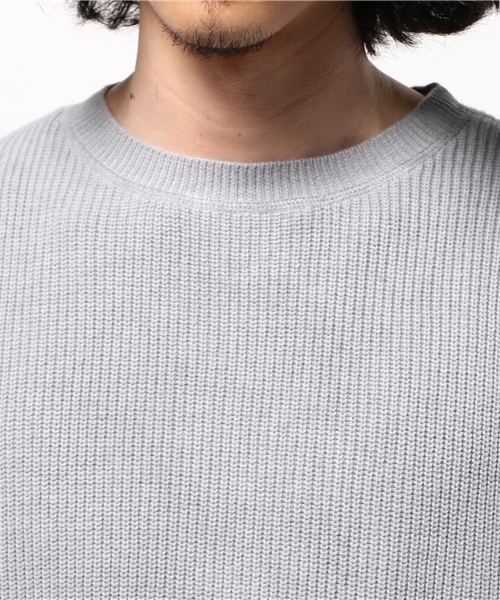 JOURNAL STANDARD relume（ジャーナルスタンダード　レリューム）の「ウォッシュアウトS/S畔編みクルーネックニット  #（ニット/セーター・メンズ・ライトグレー/ベージュ系その他・SMALL/LARGE/MEDIUM）」の6枚目の写真