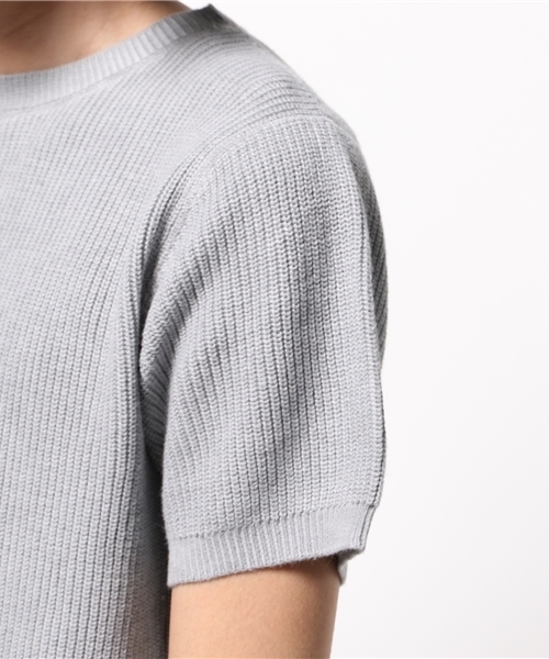 JOURNAL STANDARD relume（ジャーナルスタンダード　レリューム）の「ウォッシュアウトS/S畔編みクルーネックニット  #（ニット/セーター・メンズ・ライトグレー/ベージュ系その他・SMALL/LARGE/MEDIUM）」の7枚目の写真