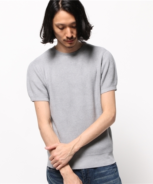 JOURNAL STANDARD relume（ジャーナルスタンダード　レリューム）の「ウォッシュアウトS/S畔編みクルーネックニット  #（ニット/セーター・メンズ・ライトグレー/ベージュ系その他・SMALL/LARGE/MEDIUM）」の10枚目の写真