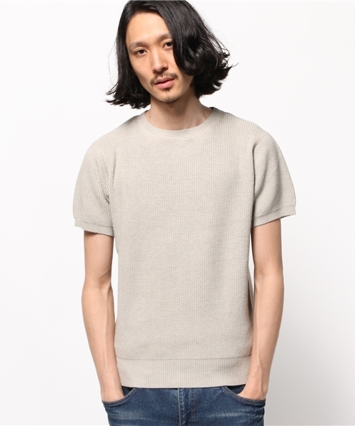 JOURNAL STANDARD relume（ジャーナルスタンダード　レリューム）の「ウォッシュアウトS/S畔編みクルーネックニット  #（ニット/セーター・メンズ・ライトグレー/ベージュ系その他・SMALL/LARGE/MEDIUM）」の11枚目の写真