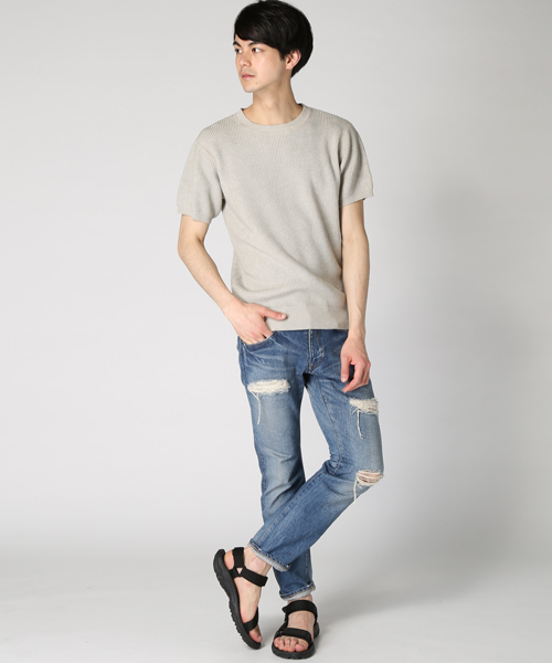 JOURNAL STANDARD relume（ジャーナルスタンダード　レリューム）の「ウォッシュアウトS/S畔編みクルーネックニット  #（ニット/セーター・メンズ・ライトグレー/ベージュ系その他・SMALL/LARGE/MEDIUM）」の12枚目の写真
