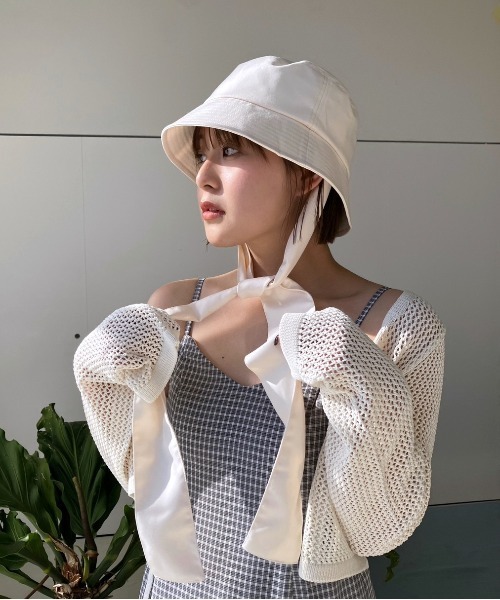 Heather（ヘザー）の「ツイルリボンバケハ　183765（ハット・レディース・オフホワイト/ブラック・ONE SIZE）」の2枚目の写真