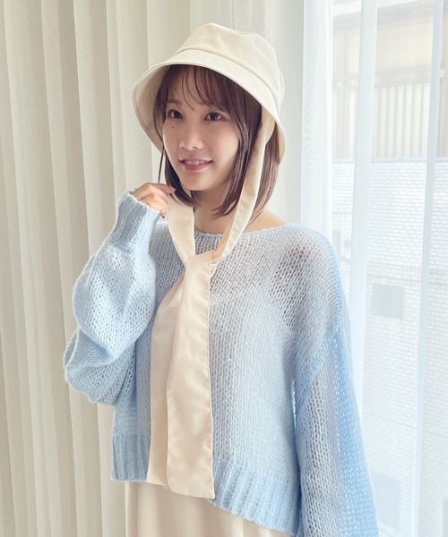 Heather（ヘザー）の「ツイルリボンバケハ　183765（ハット・レディース・オフホワイト/ブラック・ONE SIZE）」の4枚目の写真