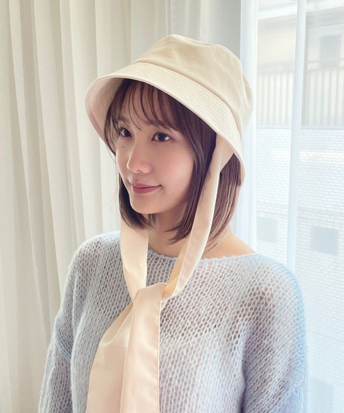 Heather（ヘザー）の「ツイルリボンバケハ　183765（ハット・レディース・オフホワイト/ブラック・ONE SIZE）」の5枚目の写真