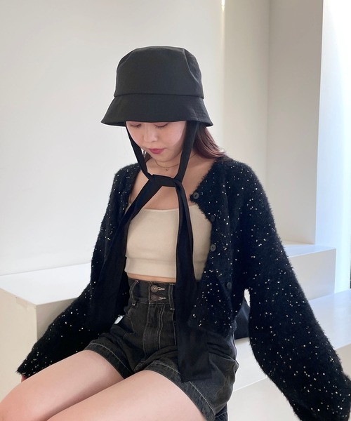 Heather（ヘザー）の「ツイルリボンバケハ　183765（ハット・レディース・オフホワイト/ブラック・ONE SIZE）」の7枚目の写真