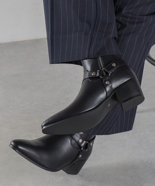 LOVEHUNTER（ラブハンター）の「ヒールブーツ ダブルジップブーツ  シングルジップブーツ  レースアップブーツ  サイドゴアブーツ ストラップブーツ リングブーツ（ブーツ・メンズ・ブラック系1/ブラック系3/ブラック系2/ブラック系5/ブラック系6/ブラック系4・42/43/44/41/40）」の13枚目の写真
