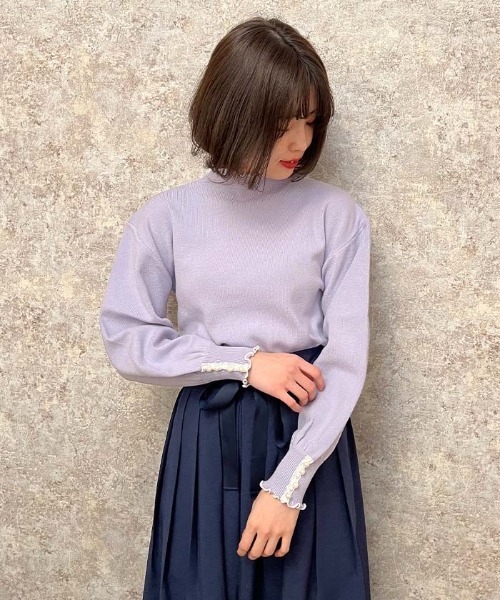 axes femme(アクシーズファム)の「ウォッシャブルメローニット(ニット/セーター・レディース・ラベンダー/キナリ/ネイビー・FREE)」の3枚目の写真