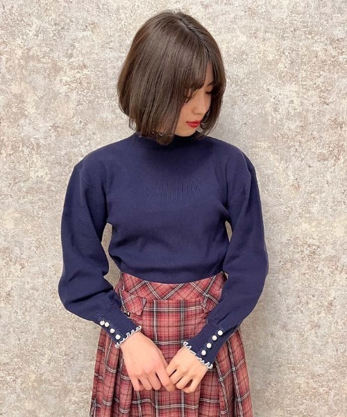 axes femme(アクシーズファム)の「ウォッシャブルメローニット(ニット/セーター・レディース・ラベンダー/キナリ/ネイビー・FREE)」の2枚目の写真