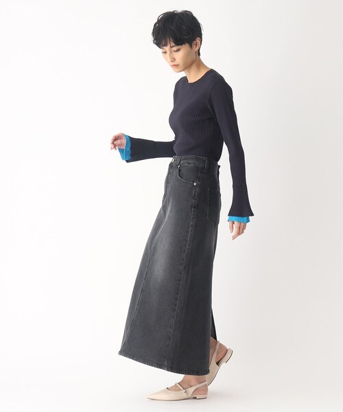 OPAQUE.CLIP（オペークドットクリップ）の「◆配色フレア スリーブリブニット（ニット/セーター・レディース・オフホワイト/ベージュ/ネイビー・36/40/38）」の15枚目の写真