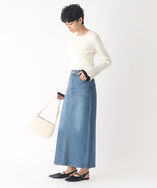 OPAQUE.CLIP（オペークドットクリップ）の「◆配色フレア スリーブリブニット（ニット/セーター・レディース・オフホワイト/ベージュ/ネイビー・36/40/38）」の13枚目の写真