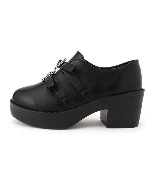 cs T&P(シーエスティーアンドピー)の「軽量厚底ソール ダブルストーンモチーフローファー(パンプス・レディース・ブラック/ブラック系1・L/LL/S/M)」の4枚目の写真