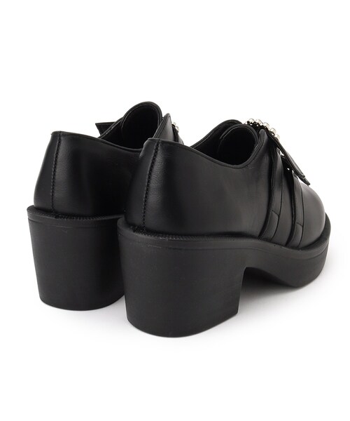 cs T&P(シーエスティーアンドピー)の「軽量厚底ソール ダブルストーンモチーフローファー(パンプス・レディース・ブラック/ブラック系1・L/LL/S/M)」の5枚目の写真