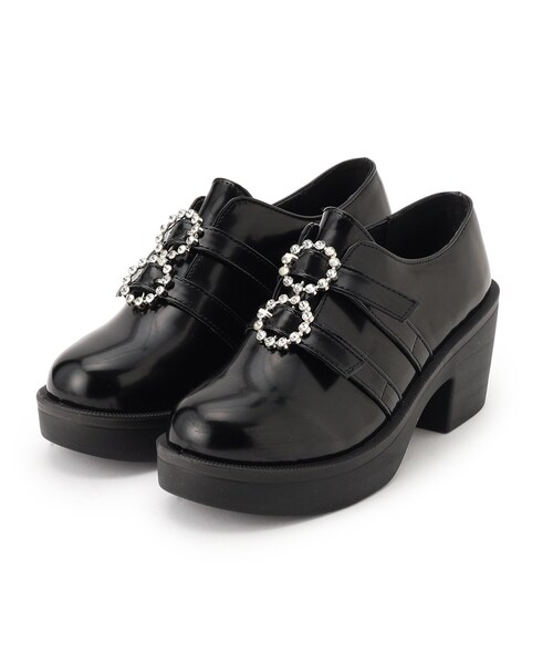 cs T&P(シーエスティーアンドピー)の「軽量厚底ソール ダブルストーンモチーフローファー(パンプス・レディース・ブラック/ブラック系1・L/LL/S/M)」の3枚目の写真