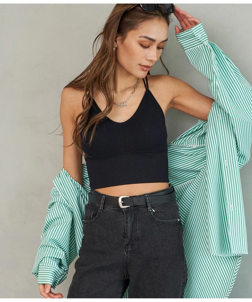 ANAP（アナップ）の「ダブルストラップパッド付きブラトップ（キャミソール・レディース・ブラウン/ダークグレー/ホワイト/ブラック・FREE）」の20枚目の写真