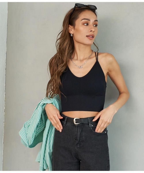 ANAP（アナップ）の「ダブルストラップパッド付きブラトップ（キャミソール・レディース・ブラウン/ダークグレー/ホワイト/ブラック・FREE）」の22枚目の写真