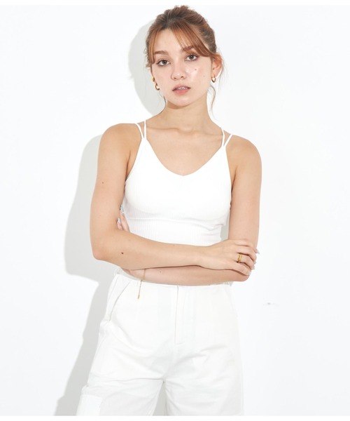 ANAP（アナップ）の「ダブルストラップパッド付きブラトップ（キャミソール・レディース・ブラウン/ダークグレー/ホワイト/ブラック・FREE）」の5枚目の写真