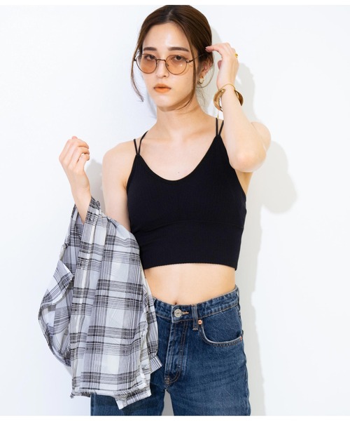 ANAP（アナップ）の「ダブルストラップパッド付きブラトップ（キャミソール・レディース・ブラウン/ダークグレー/ホワイト/ブラック・FREE）」の12枚目の写真