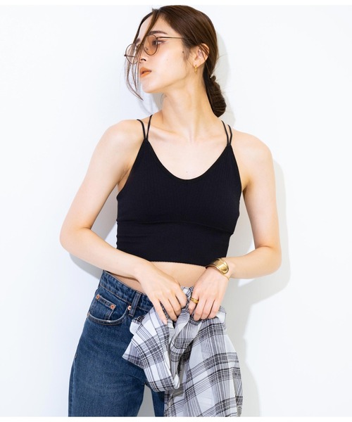 ANAP（アナップ）の「ダブルストラップパッド付きブラトップ（キャミソール・レディース・ブラウン/ダークグレー/ホワイト/ブラック・FREE）」の16枚目の写真