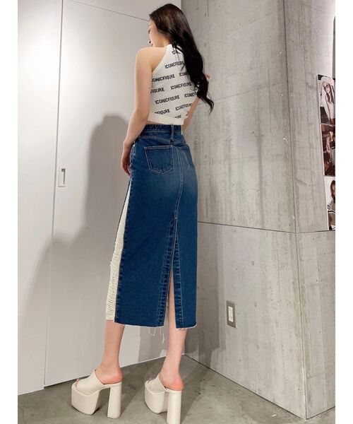GYDA(ジェイダ)の「ハイウエストサイドクラッシュSWITCHINGデニムLONGスカート(デニムスカート・レディース・ブルー/ライトブルー・SMALL/MEDIUM)」の9枚目の写真