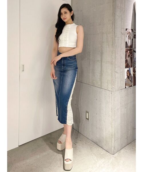 OFF–WHITE デニムスカート ハイウエストライトブルー OFF–WHITE デニムスカート ハイウエストライトブルー - メルカリ