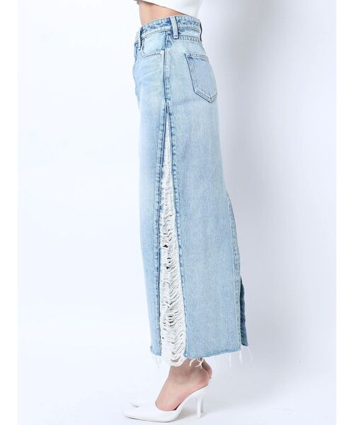 GYDA(ジェイダ)の「ハイウエストサイドクラッシュSWITCHINGデニムLONGスカート(デニムスカート・レディース・ブルー/ライトブルー・SMALL/MEDIUM)」の21枚目の写真