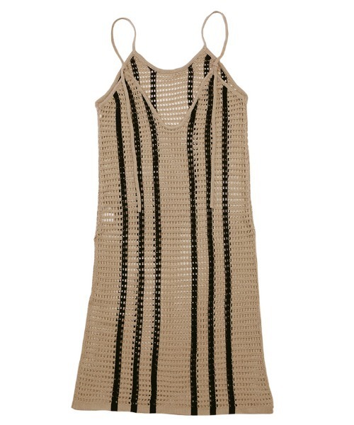 select MOCA（セレクトモカ）の「メッシュ編みニットキャミワンピース（ワンピース・レディース・ベージュ/ネイビー・FREE）」の8枚目の写真