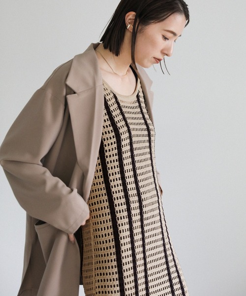 select MOCA（セレクトモカ）の「メッシュ編みニットキャミワンピース（ワンピース・レディース・ベージュ/ネイビー・FREE）」の5枚目の写真